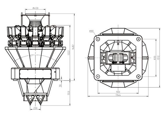 18 Head Double Discharge Chutes Multiweigh Multihead Weigher